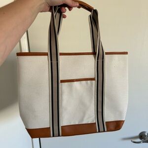 Stylish Canvas Tote Bag with Brown Accents